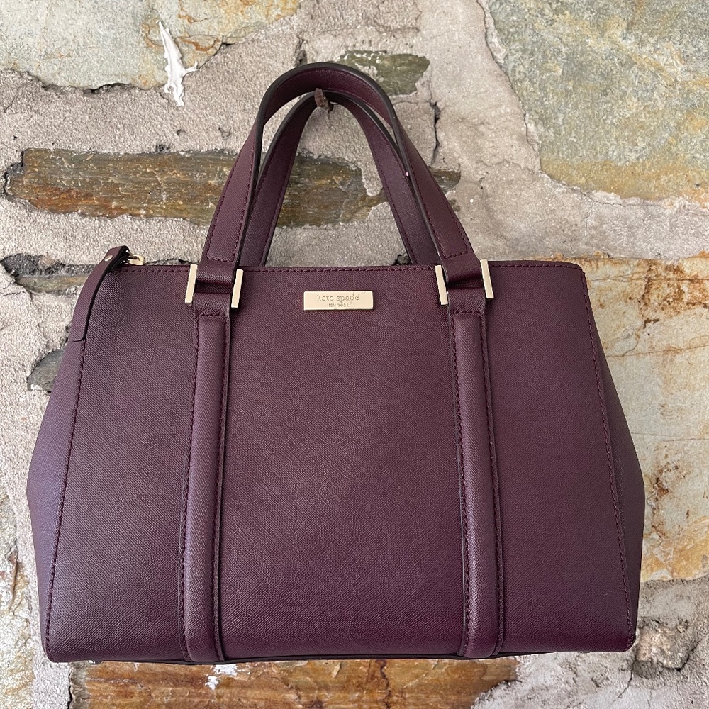 Kate Spade Eggplant Purple Leather Top Handle Bag